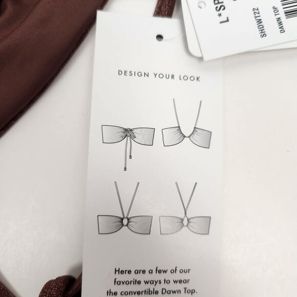 L*Space Shimmer Dawn Bikini Top in Cafe Brown Convertible Size Small NWT - Picture 5 of 6